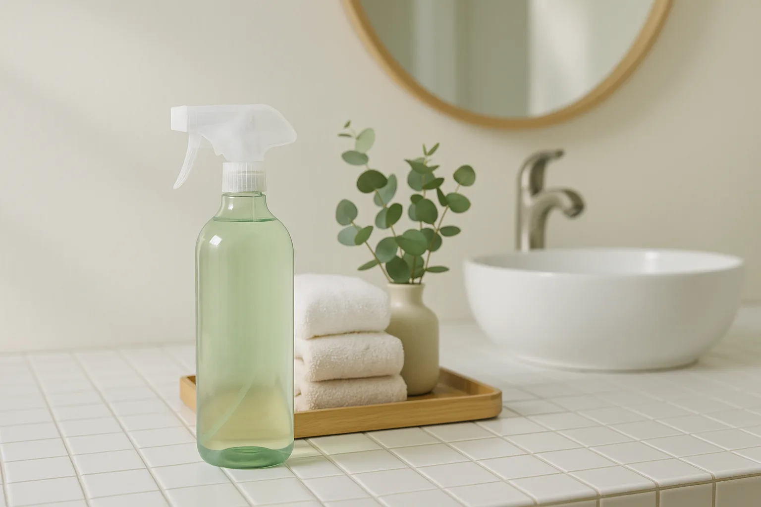 Everspring natural cleaning products at Target in a bright bathroom