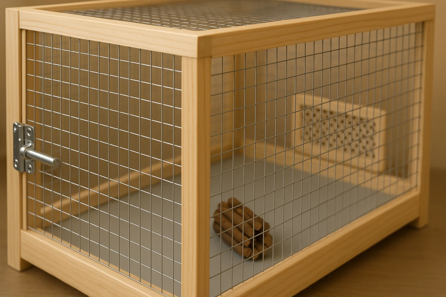 Safe DIY pet cage with secure latches and ventilation