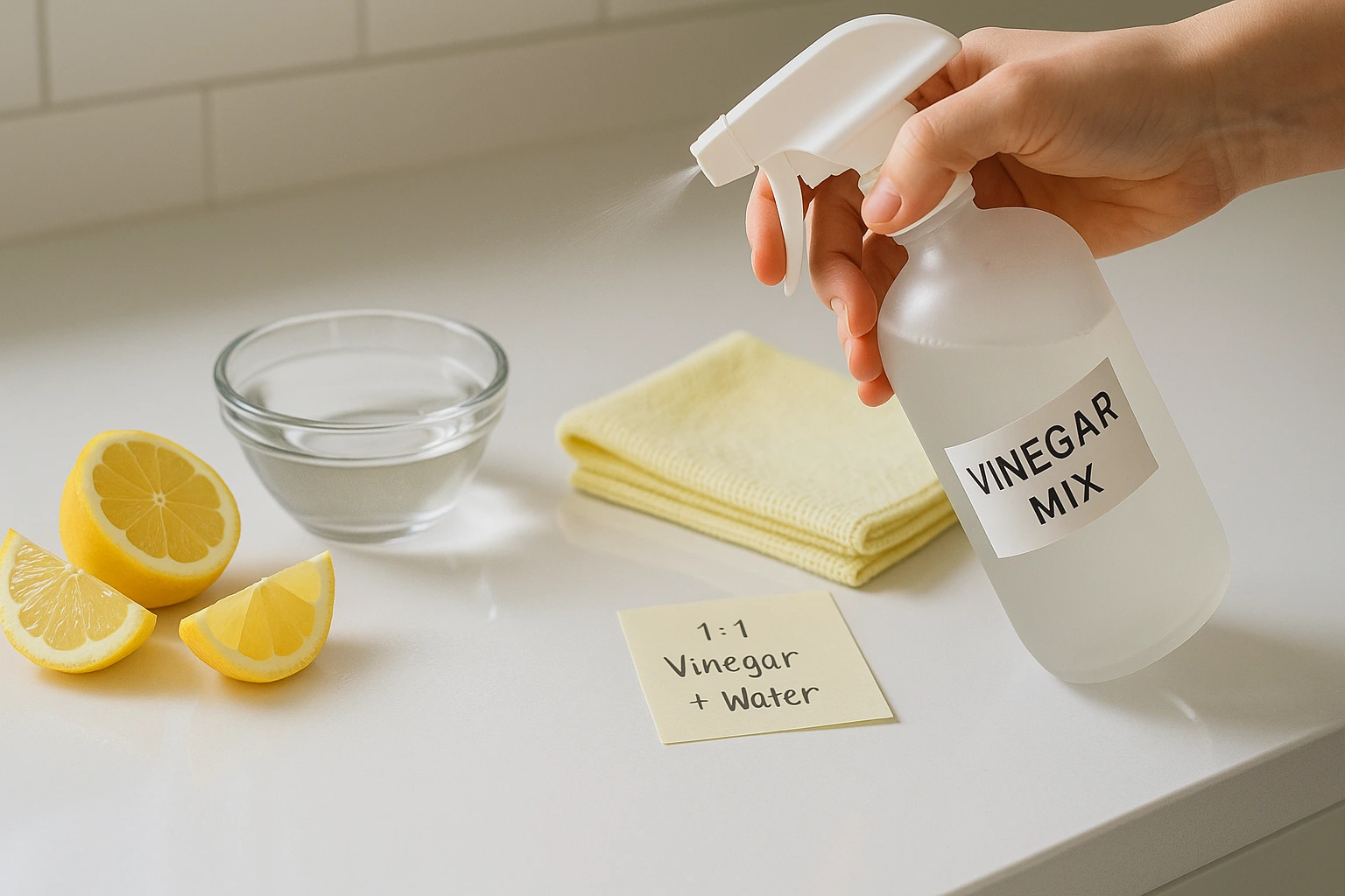 Vinegar-based frugal cleaning hacks in action