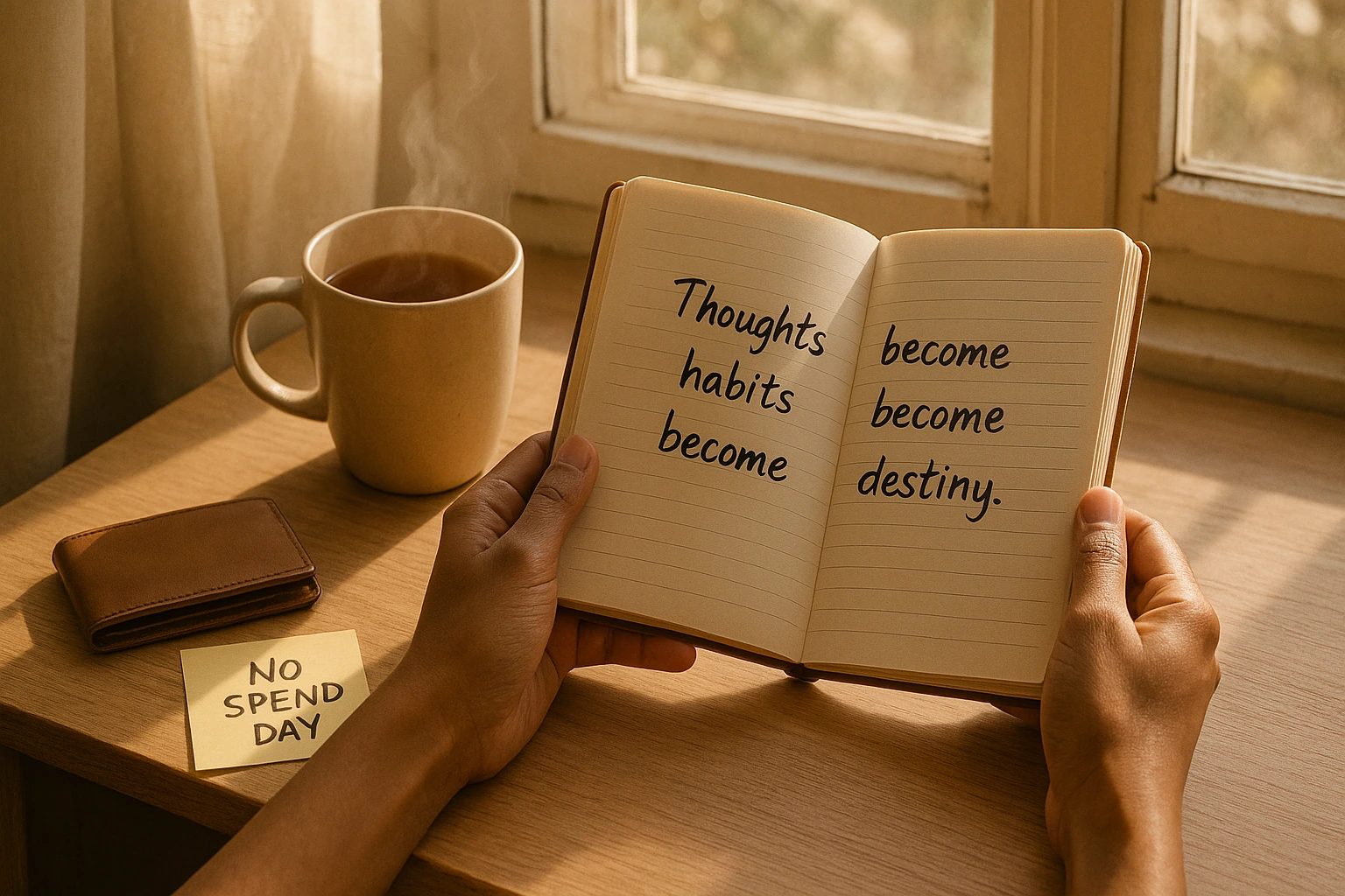 Motivational daily habit quote to inspire a frugal mindset