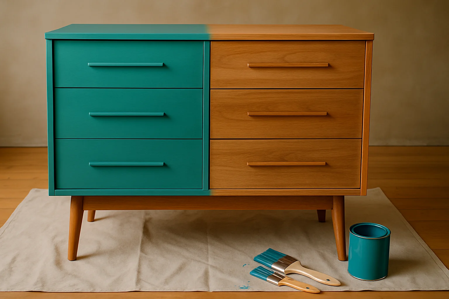 Painted dresser transformed into a TV stand for budget DIY home projects