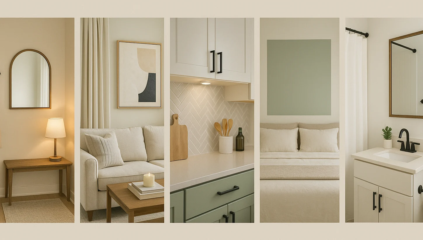 Map your weekend plan by room—entry, living, kitchen, bedroom, bath—pair a single upgrade per space for fast, visible results without blowing your budget.