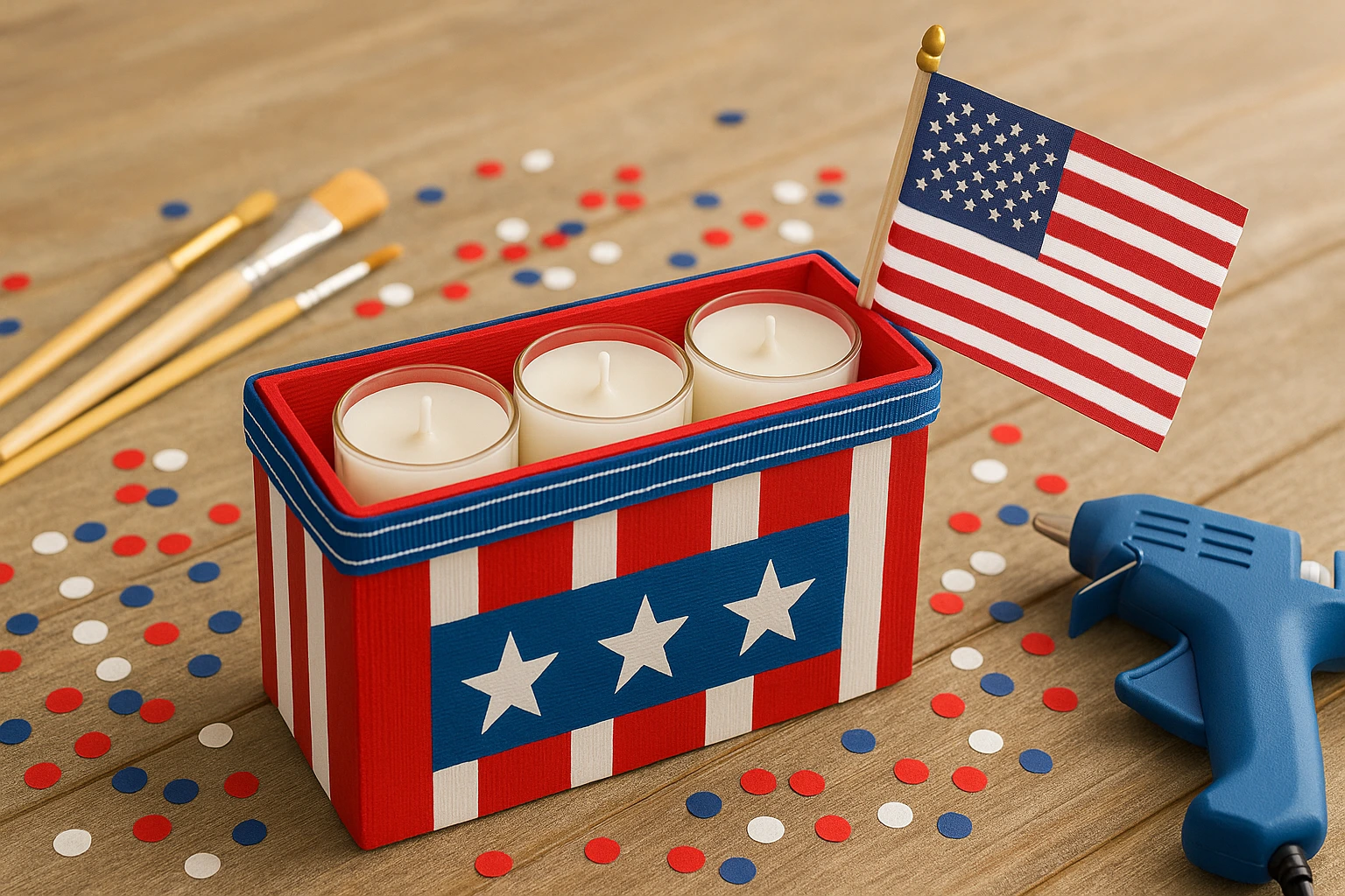 4th of July DIY decor candle box