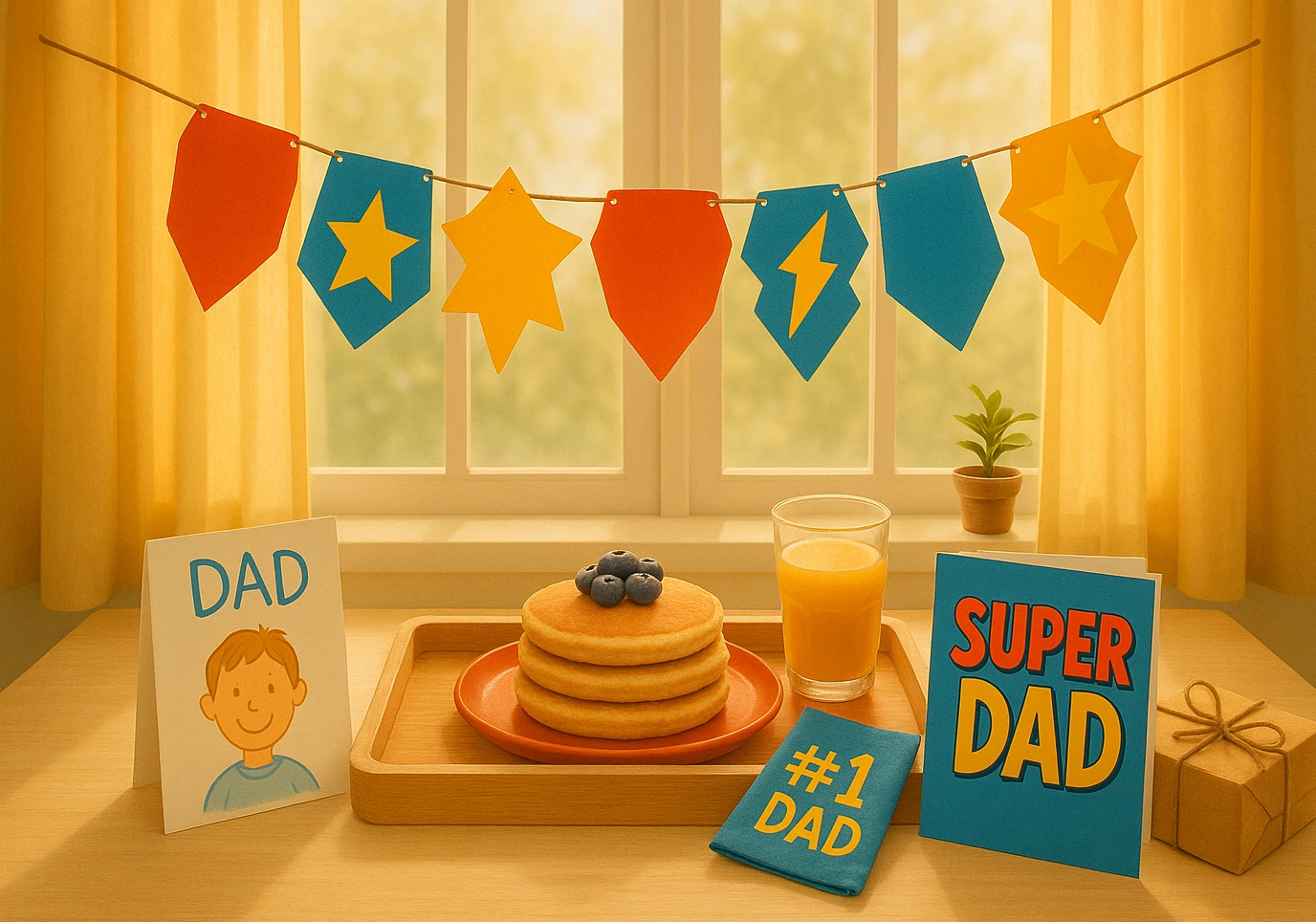 Printable Super Dad banner displayed for Father's Day