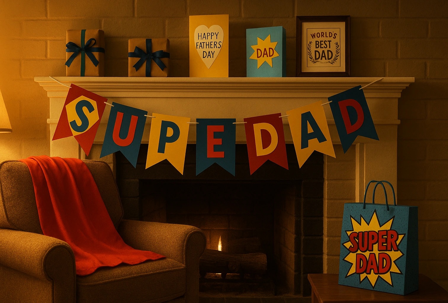 Creative ways to display printable Super Dad banner
